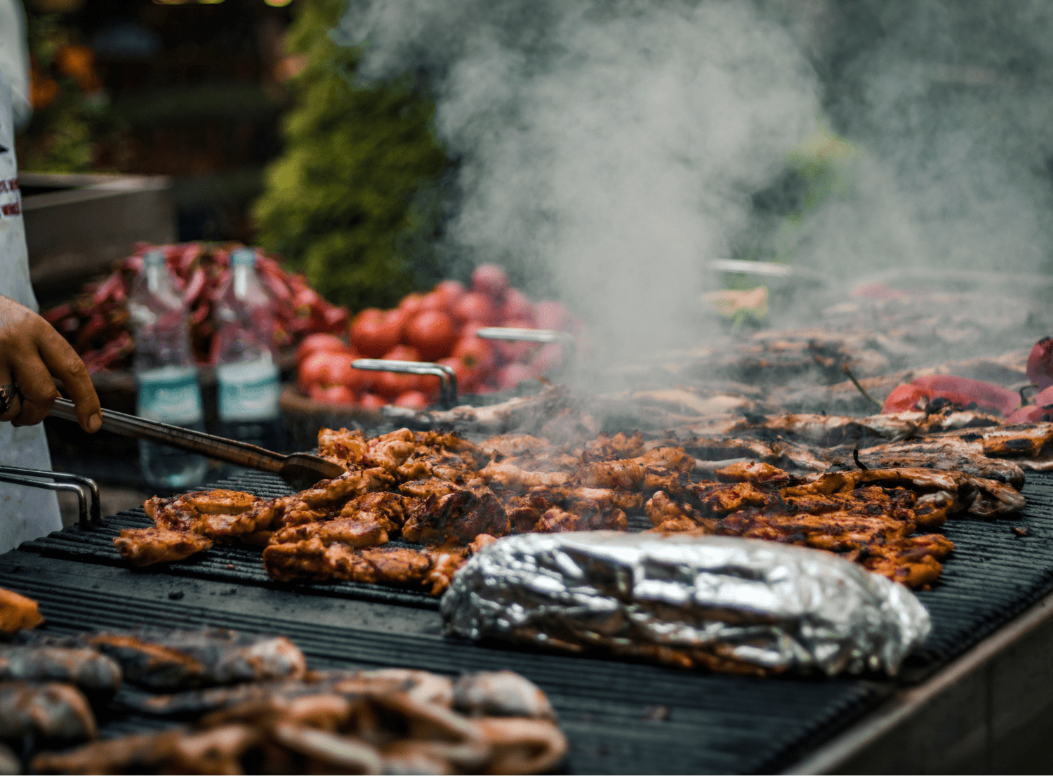 food being cooked over a open grill