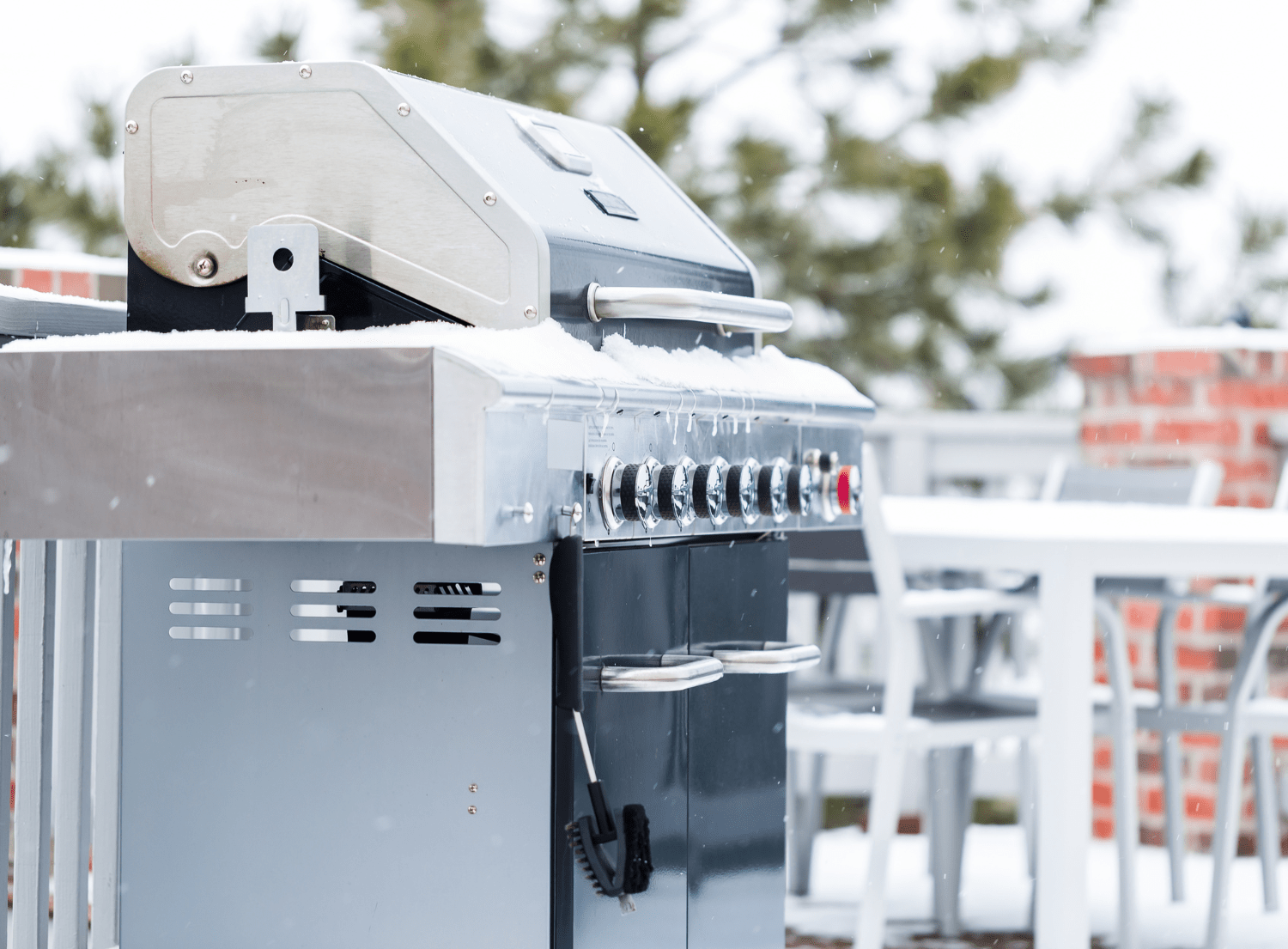 Grill covered in snow