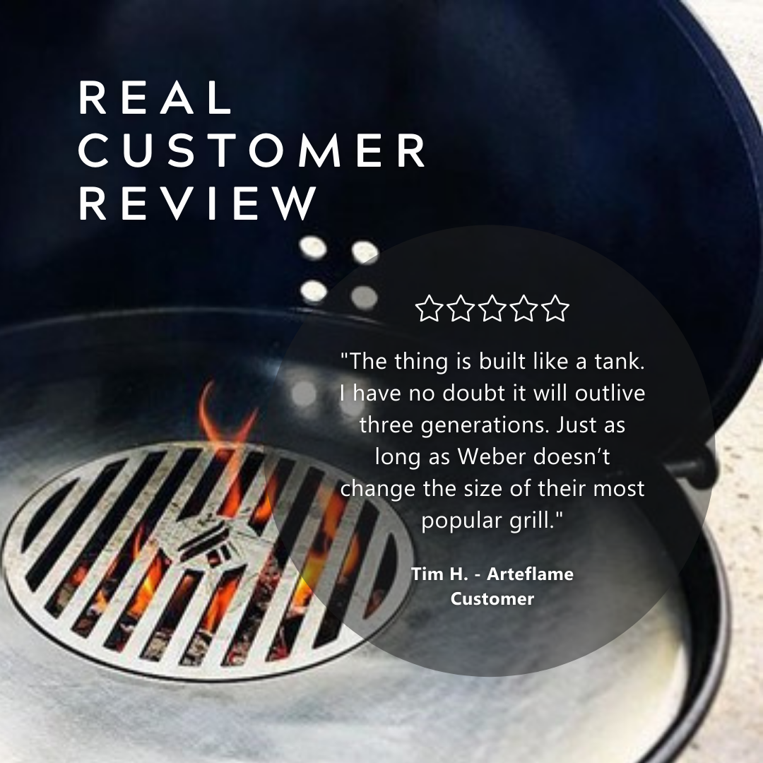 Arteflame Two-Piece Flat-Top Insert — Fits Weber® Kettle Charcoal Grills (Griddle Ring + Center Grill Grate)