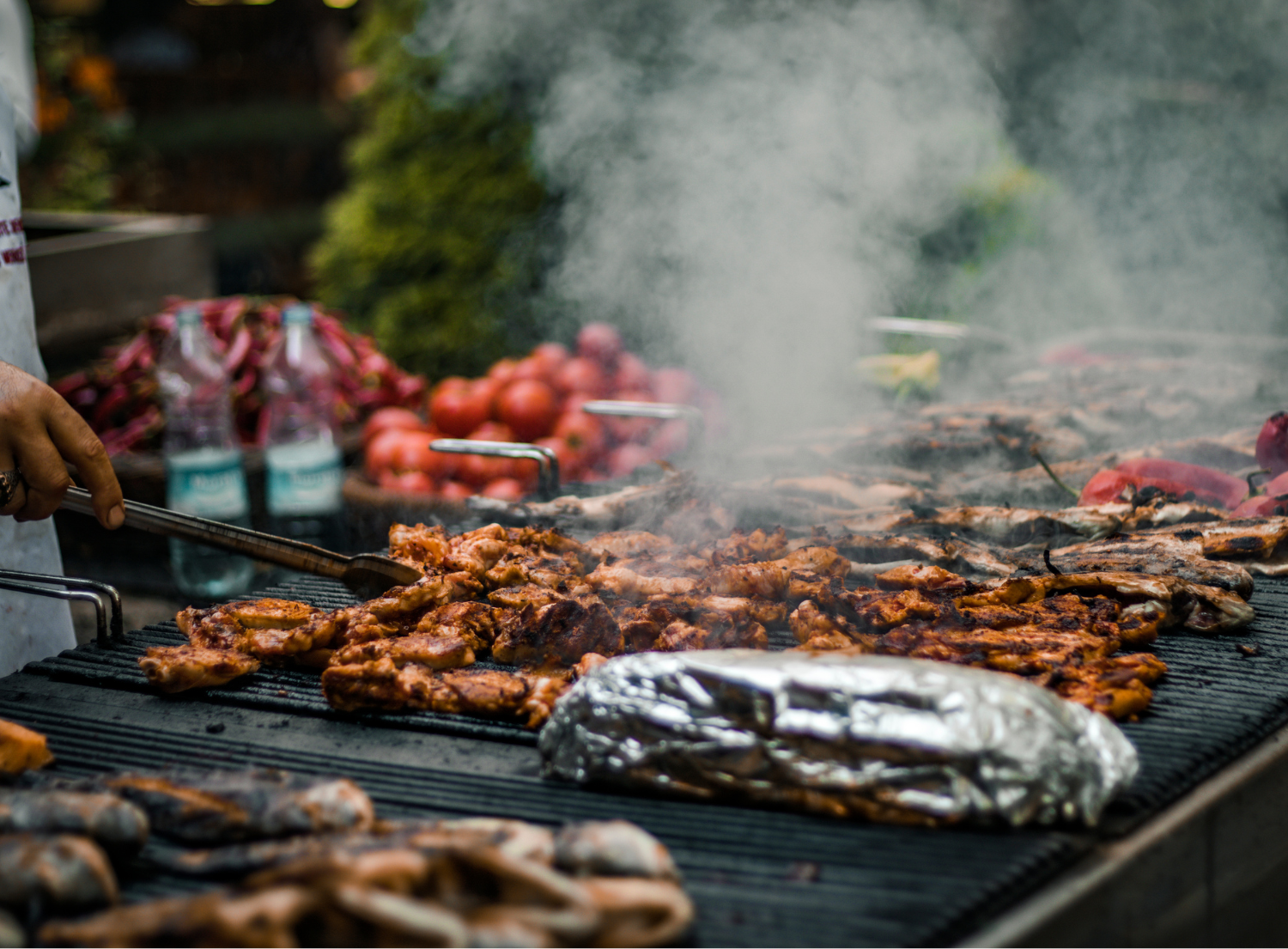 food being cooked over a open grill