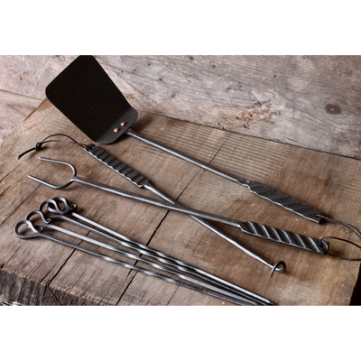 Pigtail Meat Flipper: "Grill-Marked" Handle