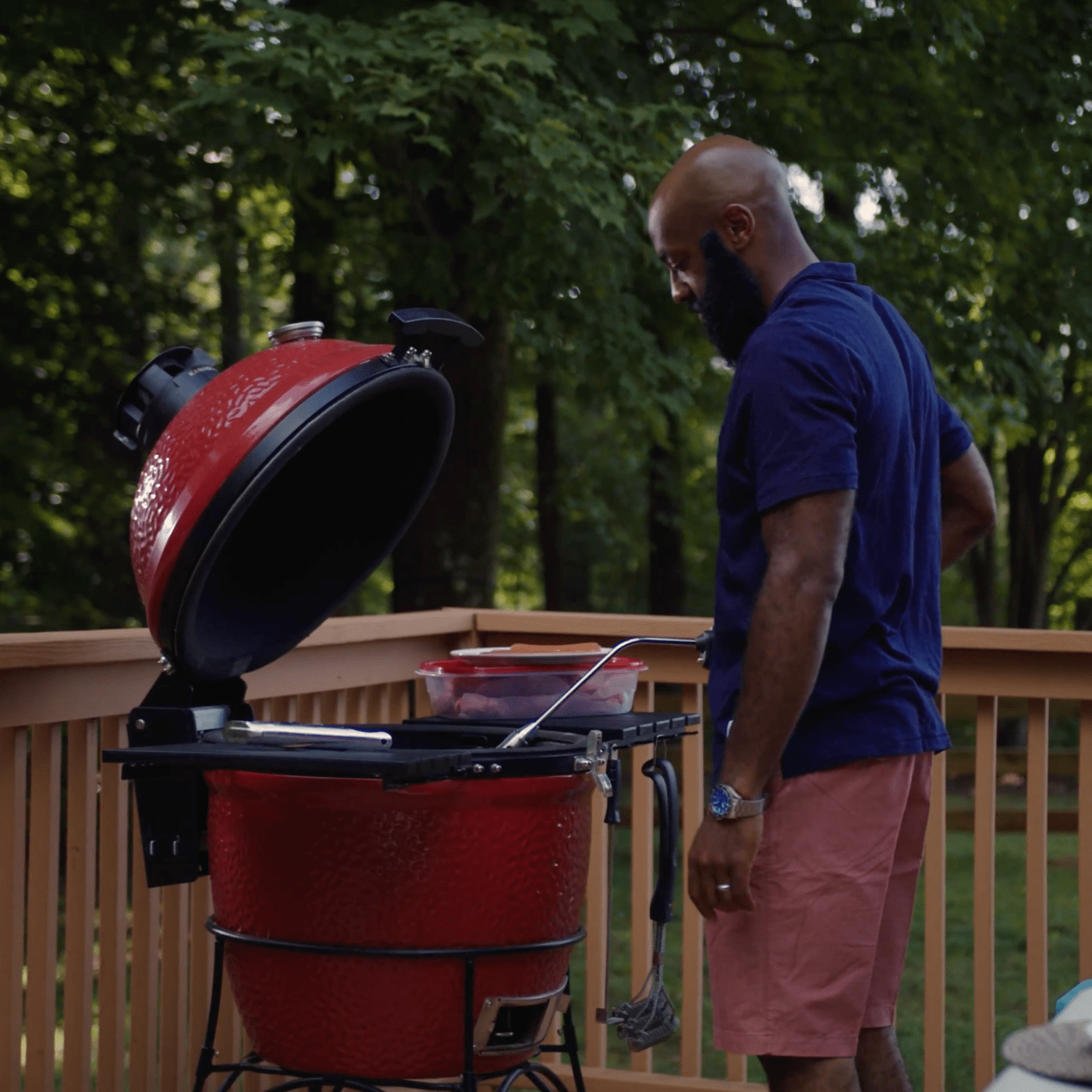Man grilling on charcoal
